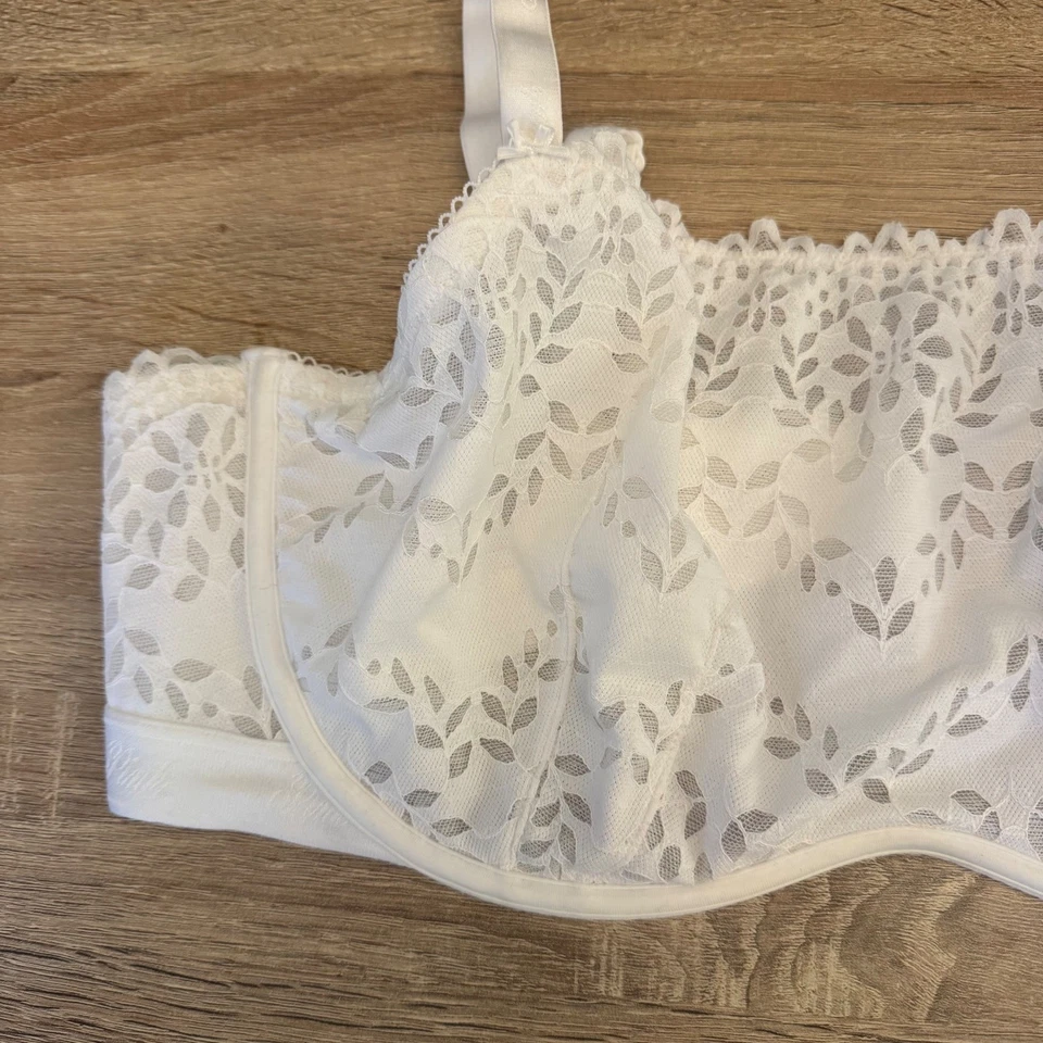 Sujetador ROSA Victoria's Secret Hoja Blanca Encaje Sin Forro Cobertura Completa XXL Foto 2 de 4