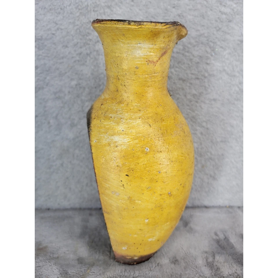 Jarrón de cerámica amarilla vintage maceta rústica acento decorativo de granja Foto 4 de 4