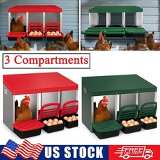 Chicken Nesting Box 3 Hole Hen Laying Boxes Roll Away Nesting Box for Laying Egg