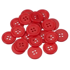 22 Pcs Resin Round Buttons for Craft, 4 Holes Sewing Snaps, Red (20mm)