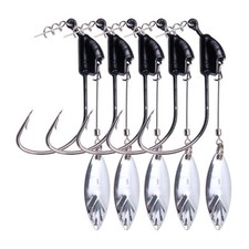 10pcs Weighted Jig Head Spinning Blade Wide Crank Fish Hook Twist Lock 5.5g-8.5g