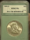 1960-D Franklin Half Dollar MS66 (FBL) Full Bell Lines/RARE Of 100