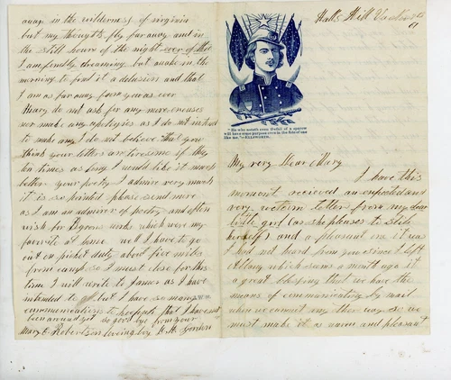 Civil War Patriotic Lettersheet Used with letter Col. Ellsworth