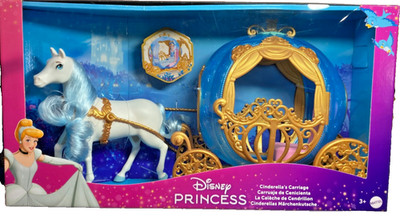 Disney Princess Cinderella Rolling Carriage & Horse with Brushable Mane & Tail