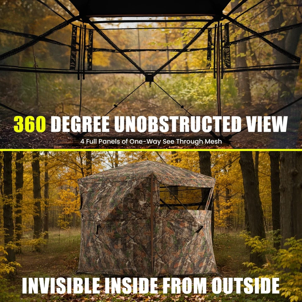 HUNTSEN 360 Degree See Through Hunting Blind with Double Open Door - Lightwei... - Image 3 of 4