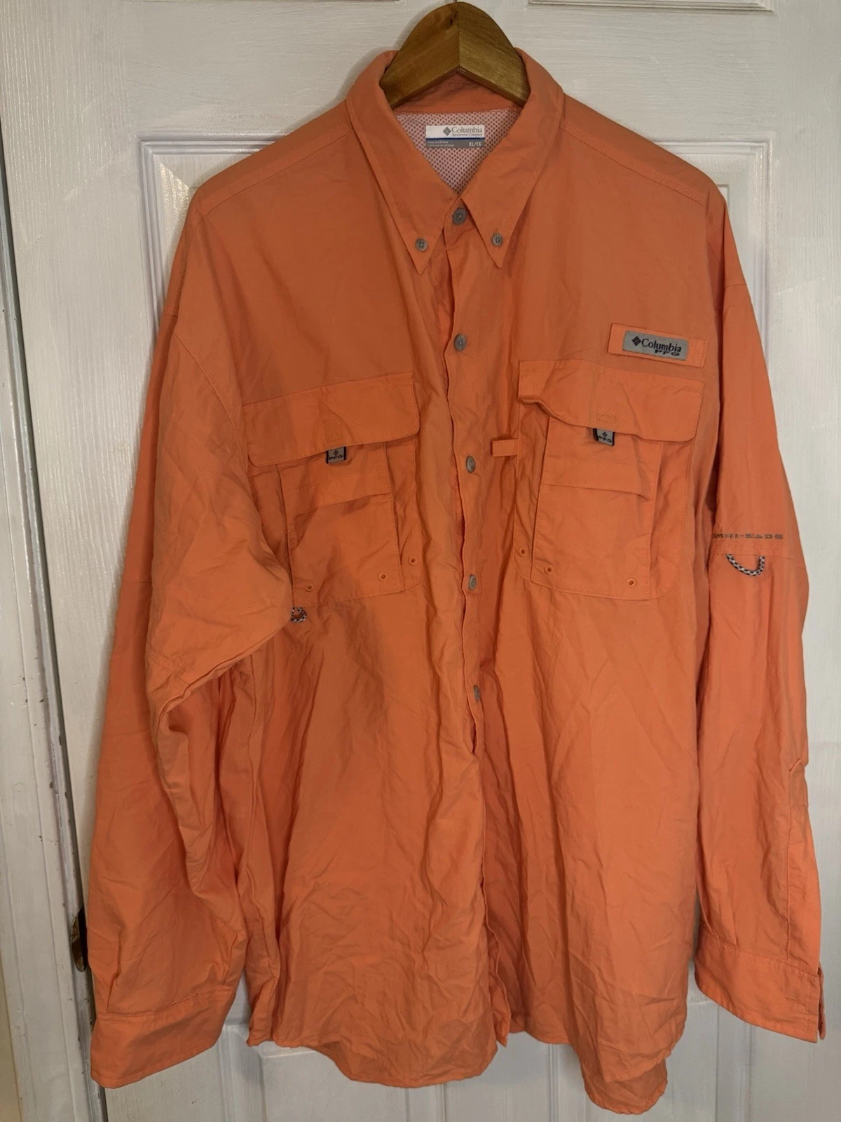 Columbia PFG Omni-Shade Orange XL Men's Fishing Shirt Button-Up Breathable