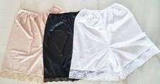 Size M Half Slip Sheer Nylon Under Skirt Pants Petticoat Lace Edge Soft Comfort