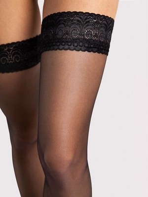 Fiore Edith 8DEN Halterlose Strümpfe Schwarz Weiß Beige S-L Nylons Damenstrümpfe