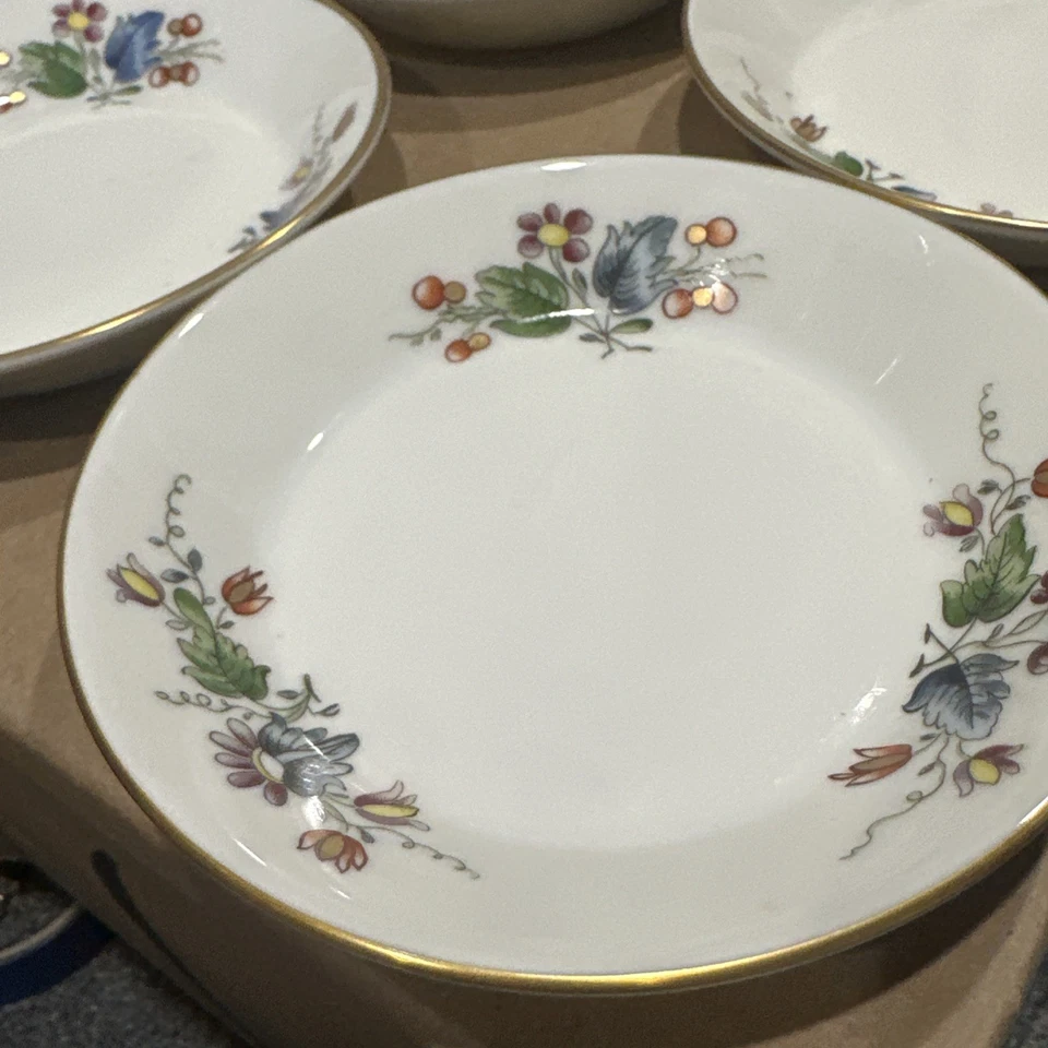 Juego de 4 platos de mantequilla de pan con borde dorado floral Richard Ginori Italia hechos en Italia Foto 2 de 4