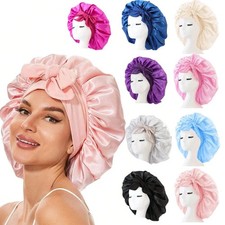 Adjustable Satin Sleep Bonnet with Tie Band for Women  Men