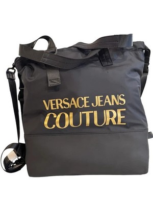 Versace Jeans Couture Tasche Rucksack Schwarz Logo Gold Unisex NEU