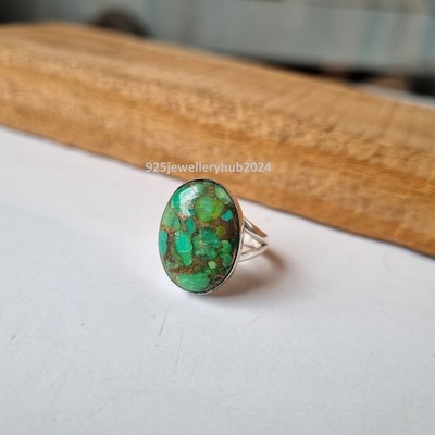 Green Copper Turquoise Gemstone Ring 925 Sterling Silver Designer Ring PG6564