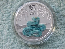2025 Australian Silver Lunar Series III Colorized Snake 1/2 oz (from rolls)