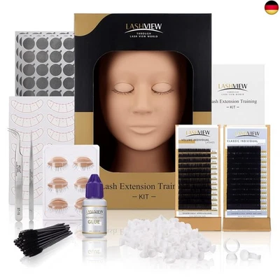 BESUCHE DEN LASHVIEW-STORE LASHVIEW Wimpernverlängerung Set, Professionelle Wimpern Mannequin Kopf Set mit