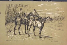 Original Old Antique Print Horses Country Lane C1881 Man Woman Romance Victorian