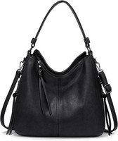 Schultertasche Damen PU Leder Umhaengetasche Vintage Hobo Bag Tasche Gross