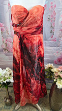 Bicici Women’s Red Coral Beaded Strapless Evening Dress Gown Size XL UK 14
