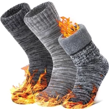 3 Pairs Thermal Boot Socks for Women Ski Thick Winter Warm Insulated Heated