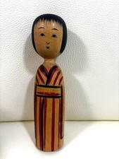 Takahashi Yuji Kokeshi Doll Traditional Craft Hand-painted 18cm Used