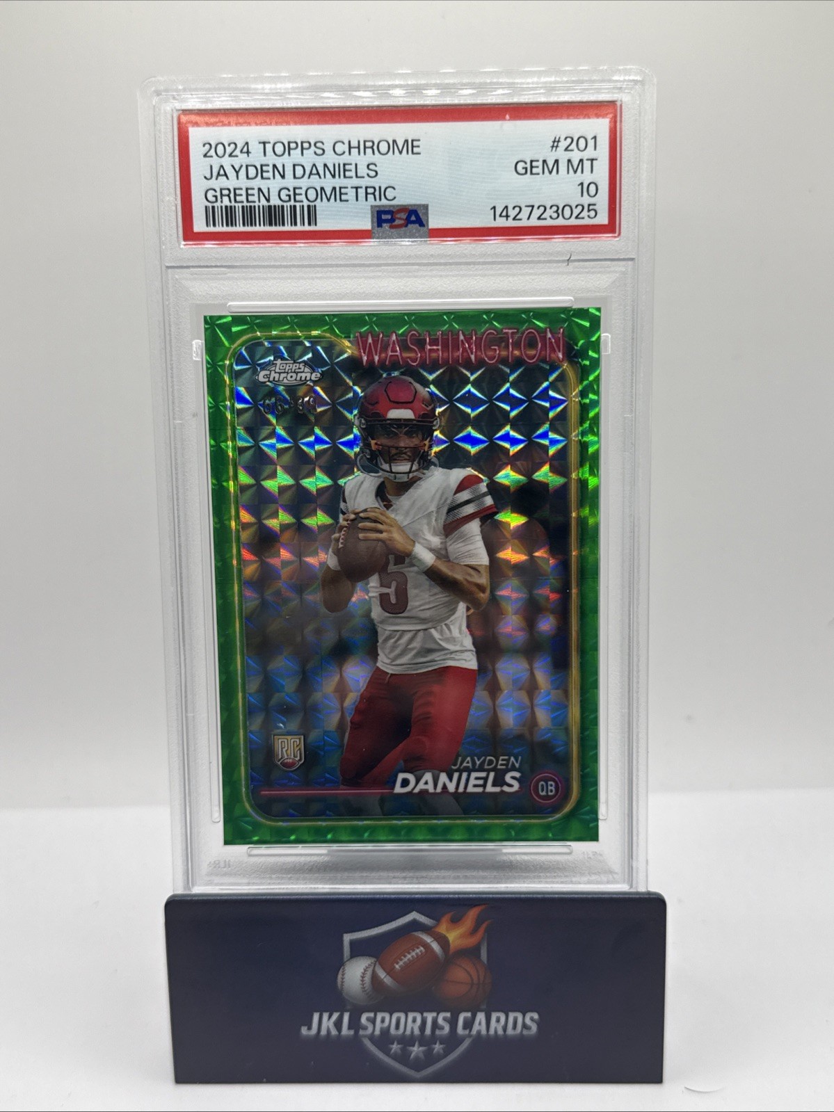 Jayden Daniels Topps Chrome #201 Green Geometric