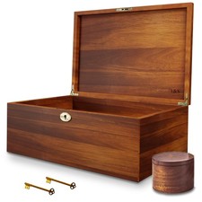 Large Memory Box For Keepsakes Acacia Wood Box, Decorative Boxes With Hinged ...