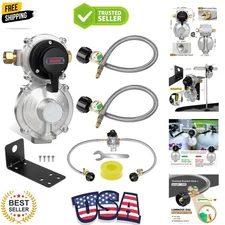 2-Stage Automatic Changeover LP Propane Gas Regulator with Two 18" RV Pigtail...