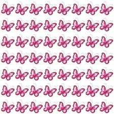 50Pcs Butterflies for Crafts, 1.2" Mesh Organza Butterflies, Rose Red