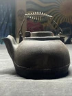 WAGNER WARE Sidney Ohio USA Heavy Cast Iron Tea Pot Kettle Wire Handle Vintage