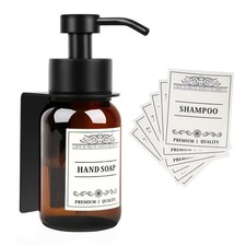 Glass Soap Dispenser with Pump and Wall Mount Holder,8.5 Oz Shampoo and Condi...