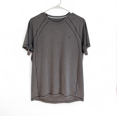 LL Bean Mens Quick Dry Trail Tee Shirt M Gray Short Sleeve Lightweight Outdoor