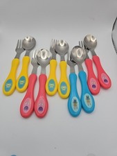 Lot Of 10. 5 complete Sets, Slightly Worn Matching  Toddler Utensil Sets Frogs