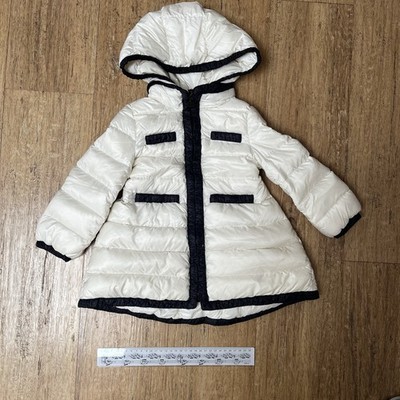 Moncler Kids Long jacket Down Coat White Hooded Size 2 Y