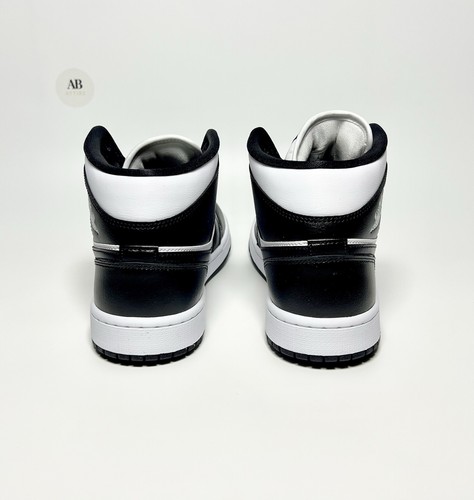 Nike Air Jordan 1 Mid Leather Black White Panda Trainers Unisex Various Sizes - Picture 12 of 21