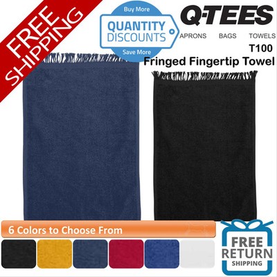   6 Pack Q-tees Fringed Fingertip Towel terrycloth 100% cotton 11'' x 18 T100