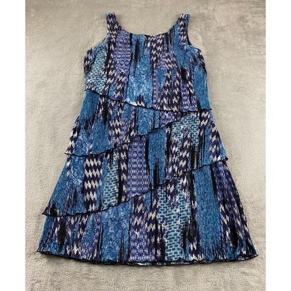 Connected Apparel Blue Multi Layered Pleated Slee… - image 11