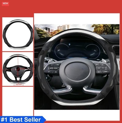 D Cut Steering Wheel Cover Flat Bottom Microfiber Leather Anti Skid Breathable