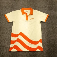 Aperol Liquors Polo Shirt Sz Medium Organic Cotton Collared Spellout Graphic EUC