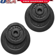 10lb 1.15 In Cast Iron Weight Plate Dumbbells & Strength Training Set 5 Gym New