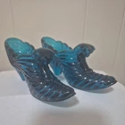 2 Fenton Blue/ Torquoise Beauty Drape  Cathead  High Heel Slipper Shoe