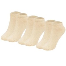 Womens Cotton Ankle Socks Low Cut 6-9 Ankle Socks Color -Beige 3-pairs