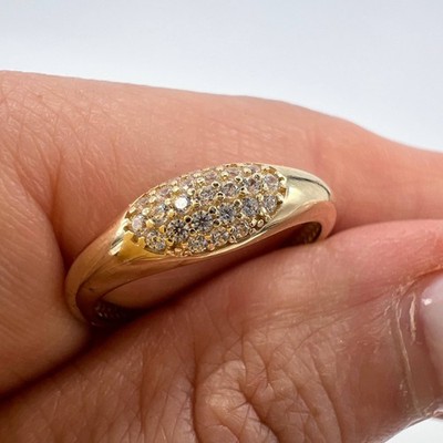 Neu 14K massiv Gold Damen Ring Pavé mit Steinen italienisches Design 1,7 g Größe 7,5