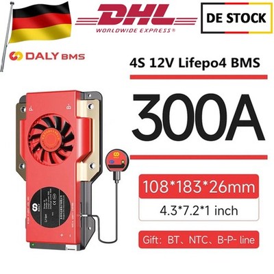 Daly Smart BMS 4S 12V 300A LiFePo4 Battery Fan BMS with Balance+ Bluetooth DE
