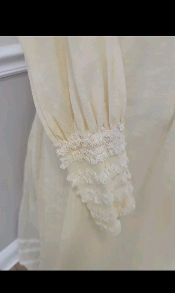 Vestido de novia renacimiento eduardiano de colección - Vestido pradera manga larga de encaje cuello alto W6 Foto 4 de 4
