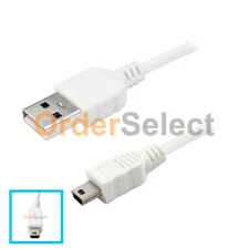 5 Pin Mini USB Cable Data Sync Charging Cord WHT for Camera, Nuvi, GPS, PS3, MP3