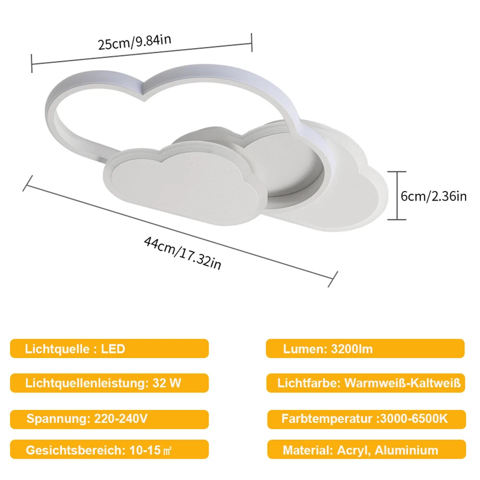 LED Deckenleuchte Dimmbar Deckenlampe Wolkenlampe Kinderzimmer mit Fernbedienung - Bild 2 von 4