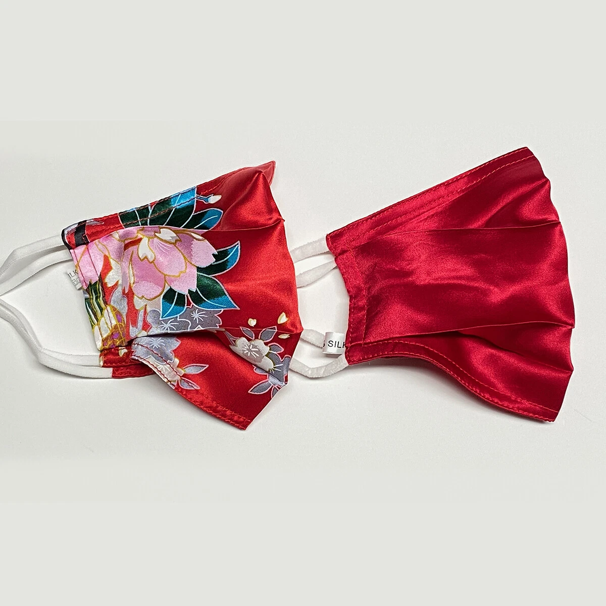 2-pack Mulberry Silk Face Mask Silk Face Masks Floral Red Washable Face Mask