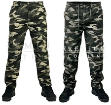 Mens Lightweight Elasticated Camouflage Trousers Cargo Combat Work Pant Bottoms