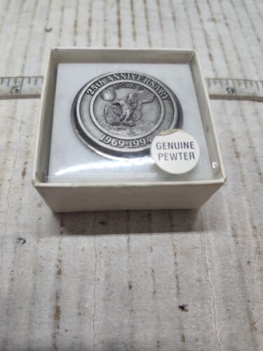 Fine Marble Base 25th Anniversary Apollo 11 1969-1994 Genuine Pewter - Picture 7 of 8