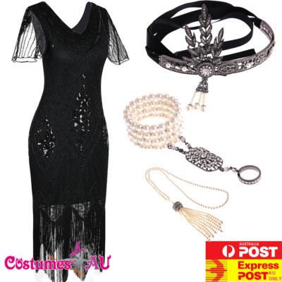 1920s Zita Gatsby Dress In Black – Flapper Boutique - Foto 7