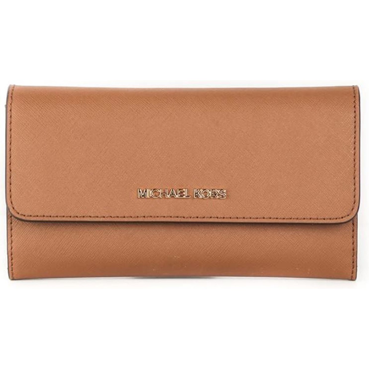 Michael Kors Jet Set Travel Large Trifold Leather Wallet (Luggage